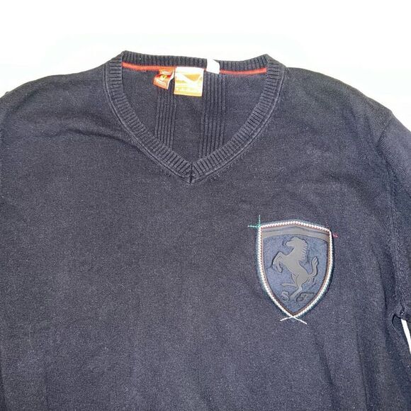 Ferrari x Puma Mens Scuderia Ferrari Sweater Long Sleeve Pullover v neck size XL - Picture 2 of 5